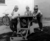 Kagerer's Krate circa 1966 Mike at the wheel, steel roller skate powered!