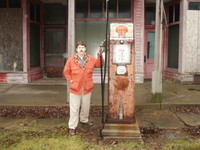 December 2003, Mike ready to fill up mom's Buick on a trip through the Michigan 